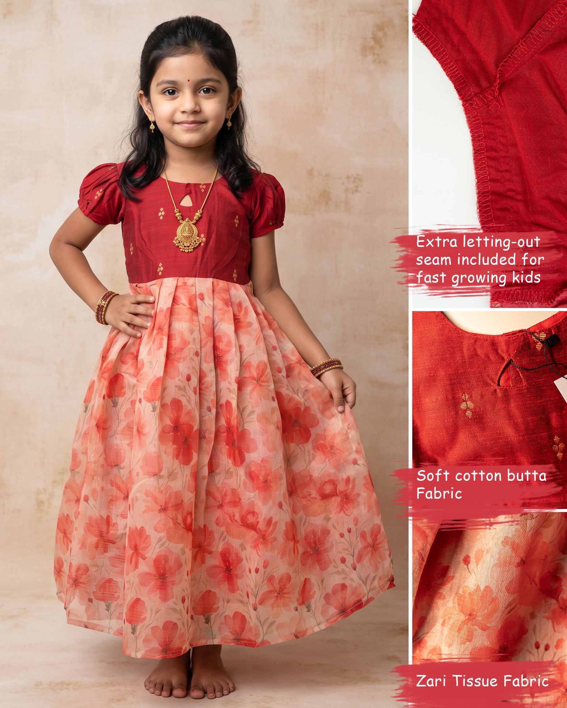 Ethnic frock - Cherry Red
