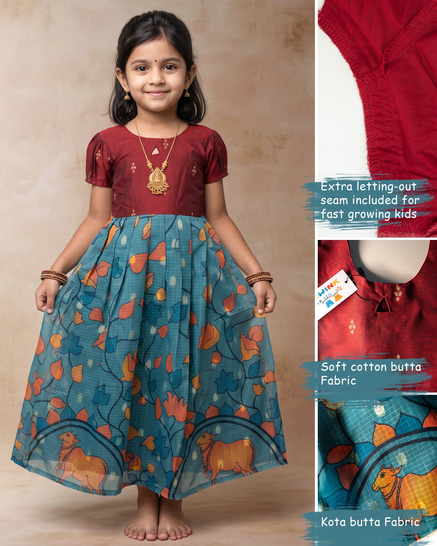 Ethnic frock - Maroon and Teal