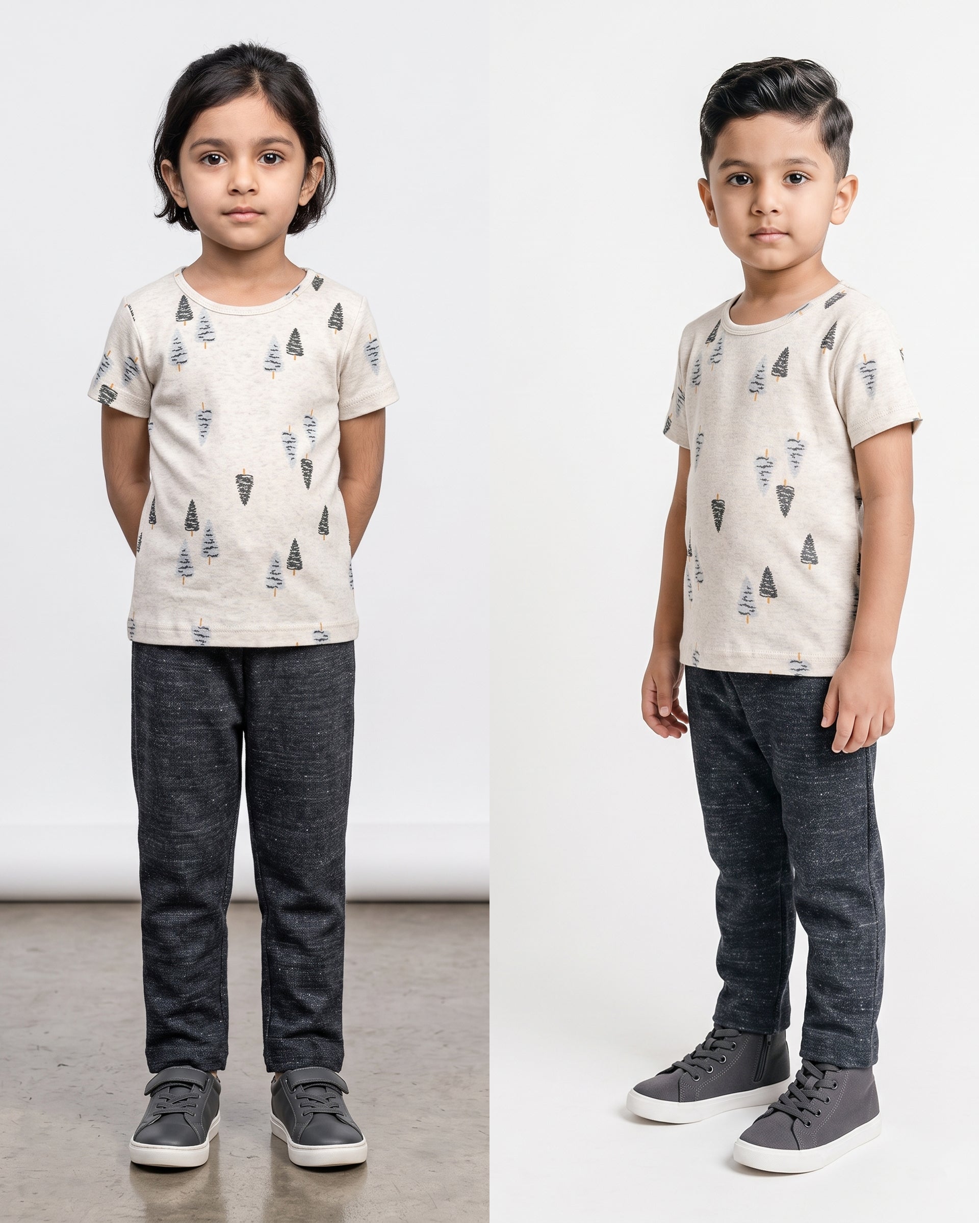 Unisex T-shirt and Pant set - off-white and black