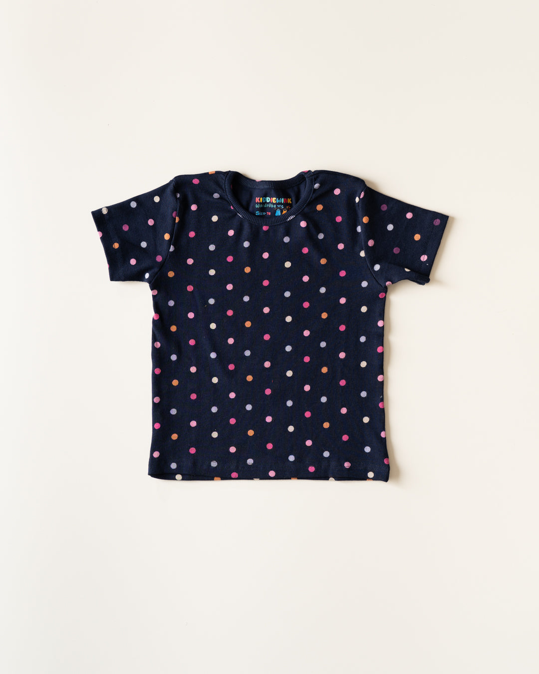 CO-ORD set- Half Sleeve T-shirt and Pant - Navy Blue Polka