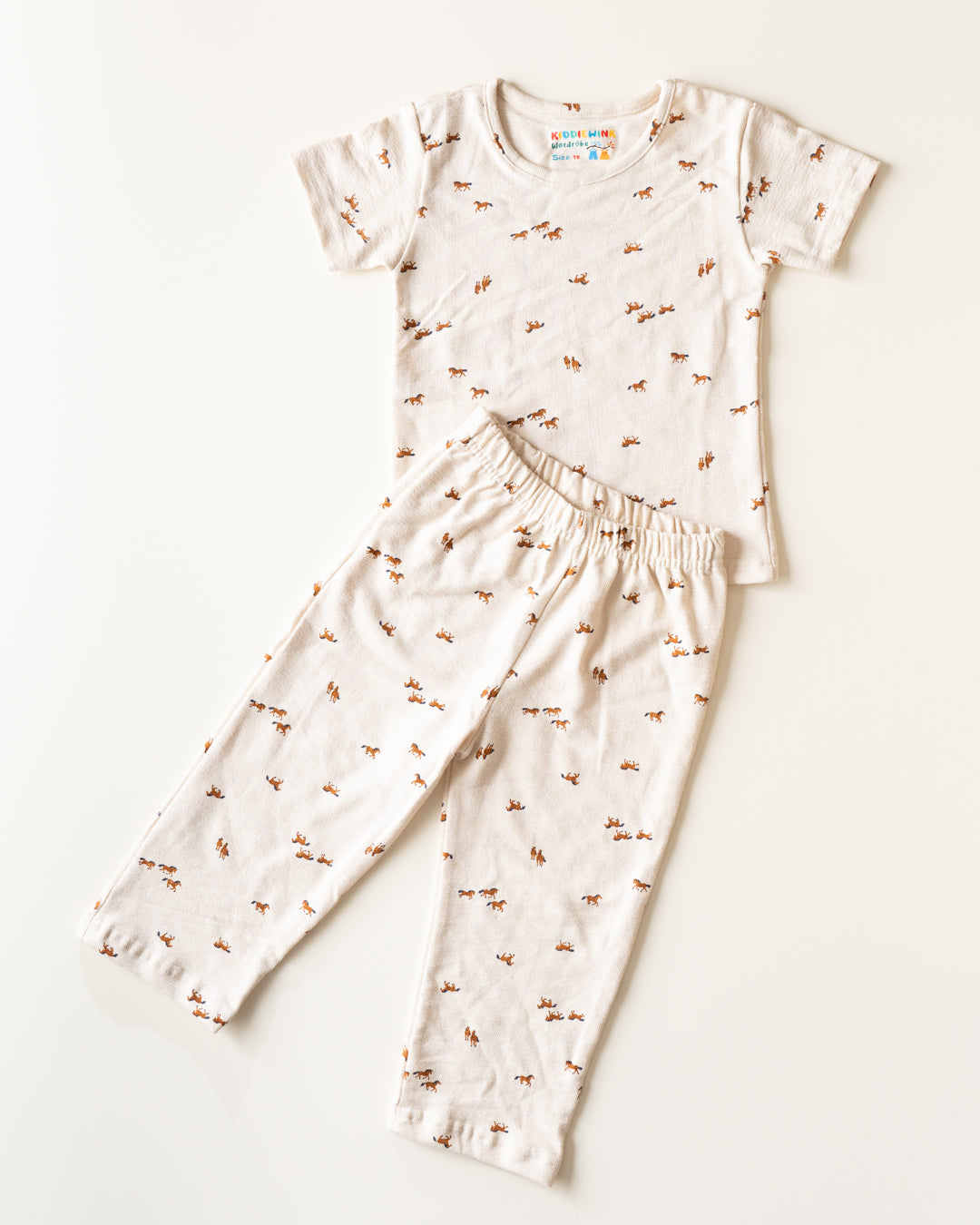CO-ORD set- Half Sleeve T-shirt and Pant - Cream