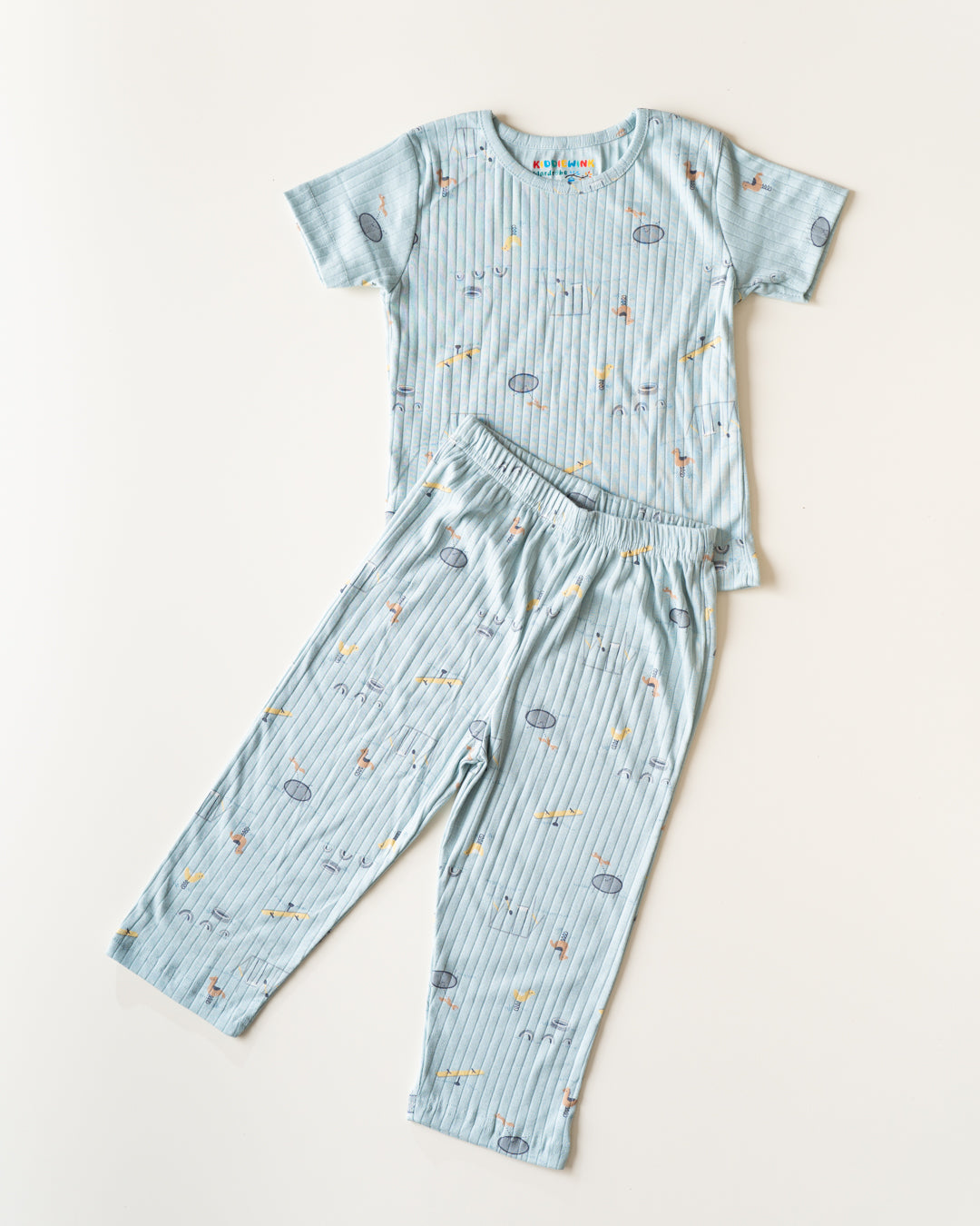 CO-ORD set- Half Sleeve T-shirt and Pant - Greyish Blue
