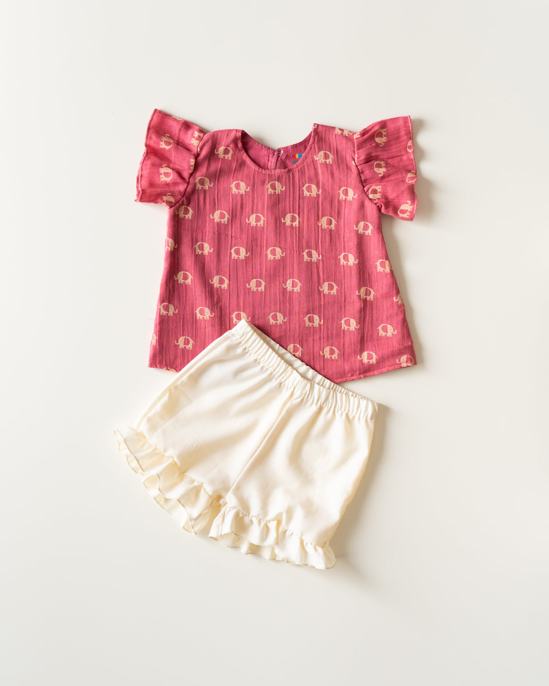 Flutter Shorts Set - Blush Pink with Cream