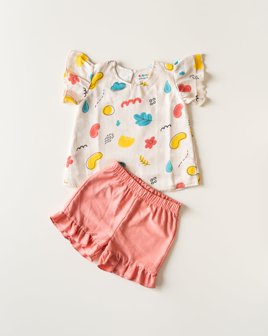 Flutter Shorts Set - Cream with Peach