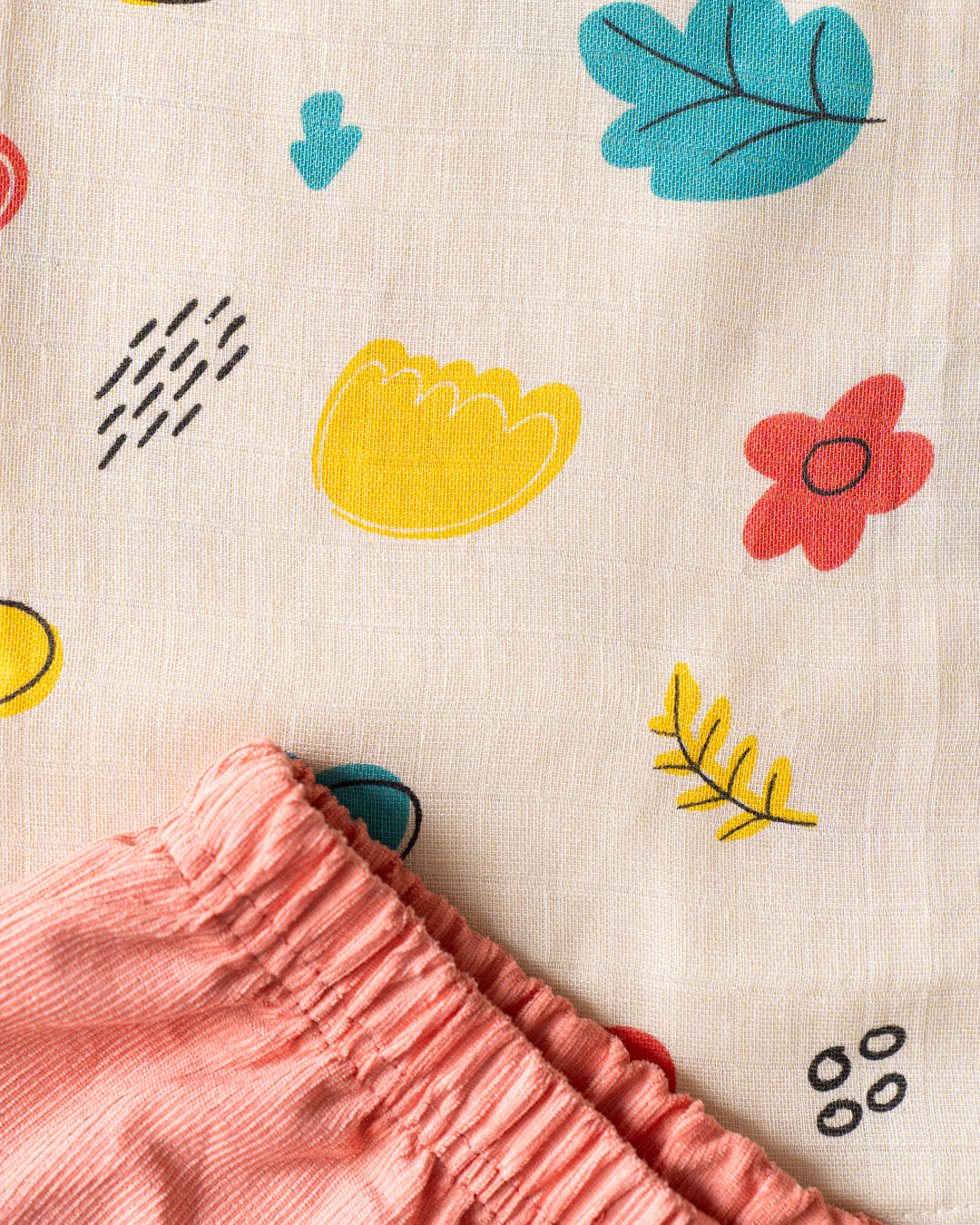 Flutter Shorts Set - Cream with Peach