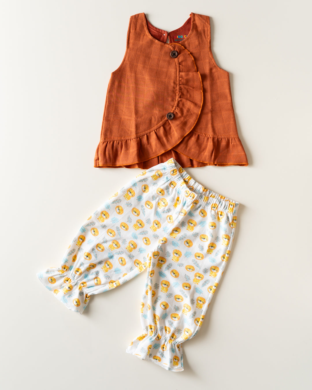 Ruffle Twin Set - Sunset Orange with White