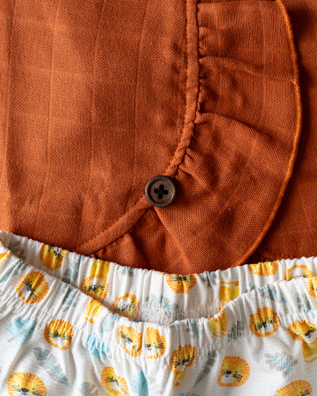 Ruffle Twin Set - Sunset Orange with White