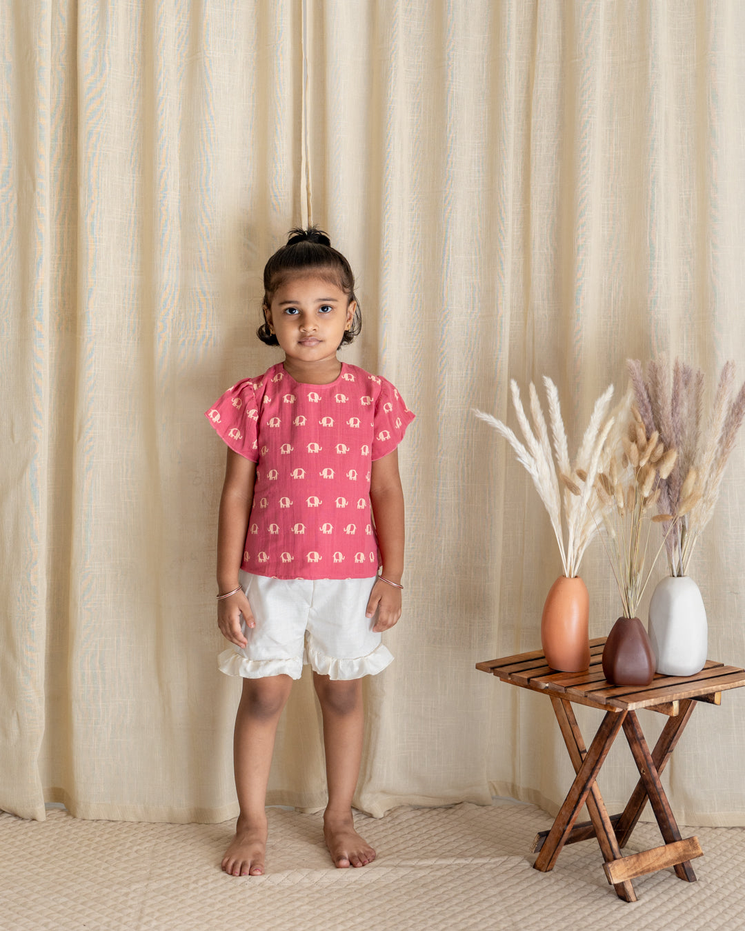 Flutter Shorts Set - Blush Pink with Cream