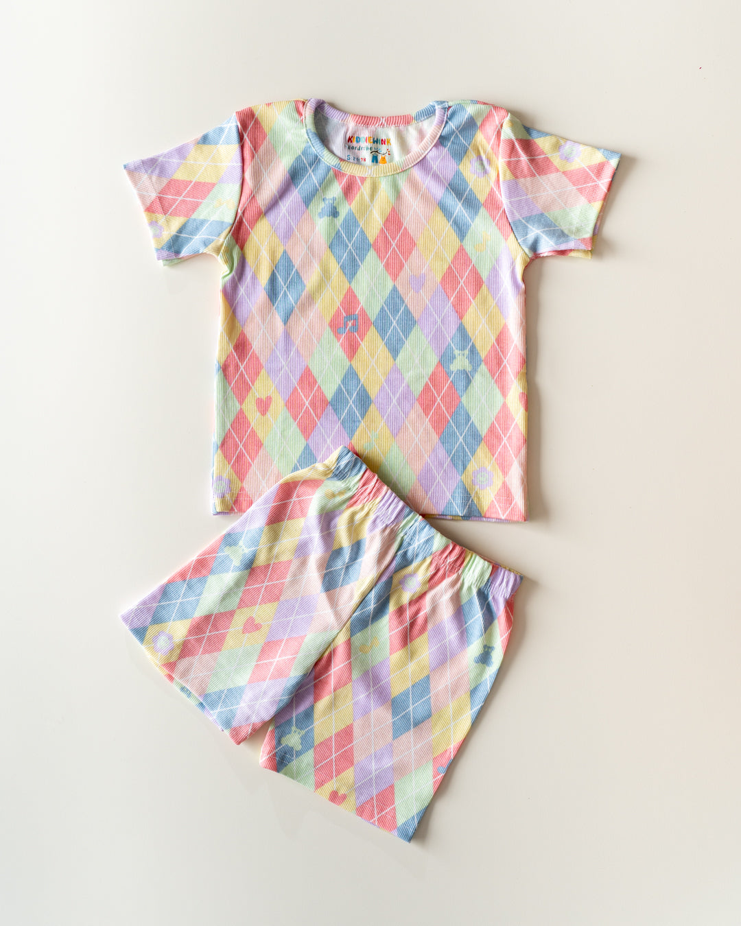 CO-ORD set- Half Sleeve T-shirt and Short - Multicolor Pastel