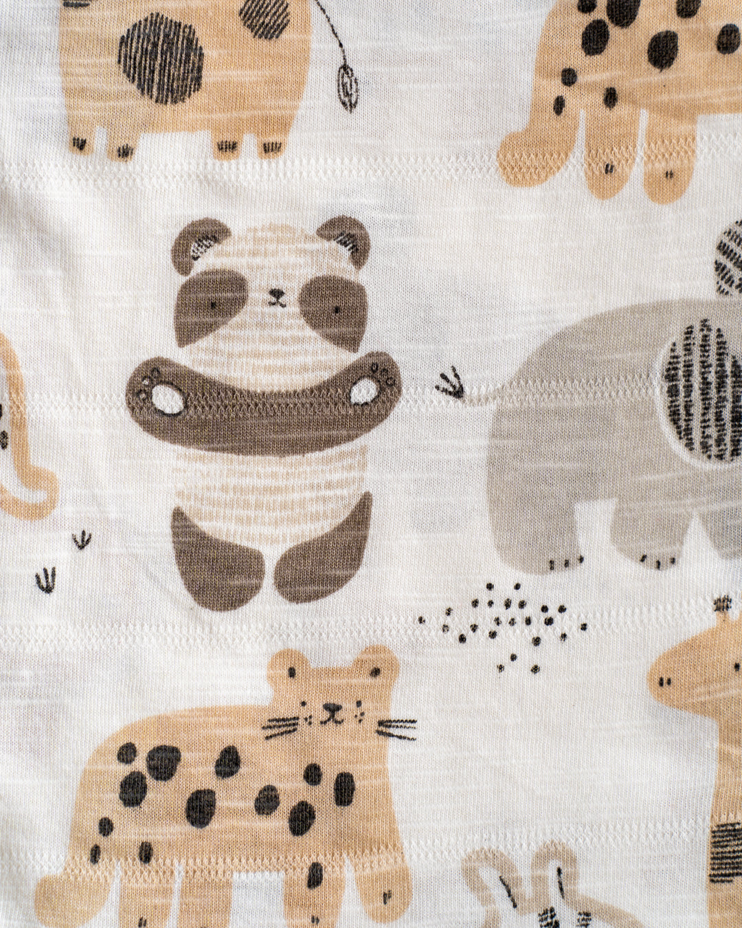 CO-ORD set- Sleeveless T-shirt and Short - White Animals