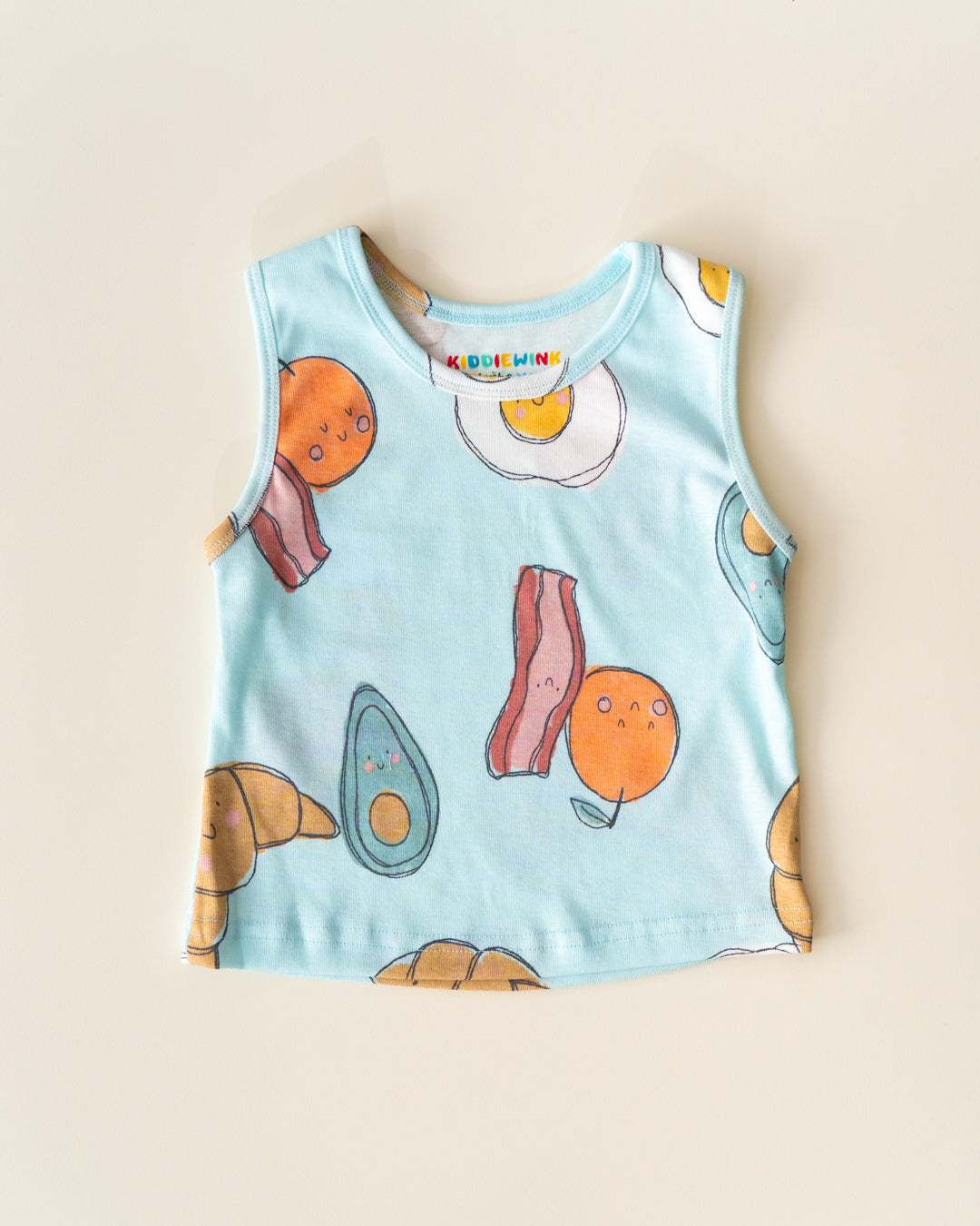 CO-ORD set- Sleeveless T-shirt and Short - Pastel blue Foodie
