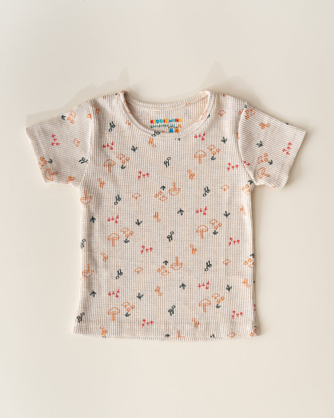 Unisex T-shirt and Pant set - Biege and Teal Mushroom