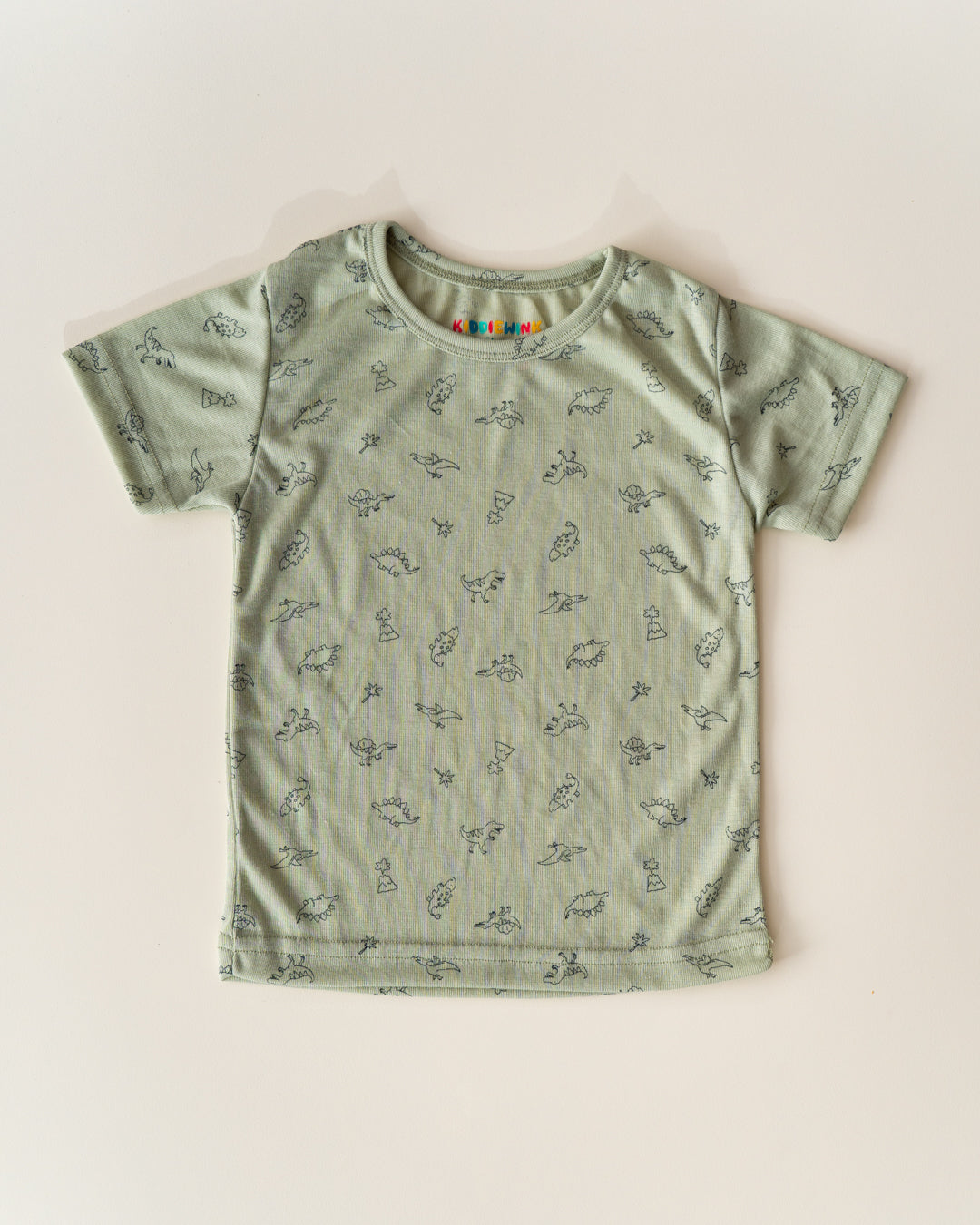 Lightweight CO-ORD set- Half Sleeve T-shirt and Pant - mint green Dino