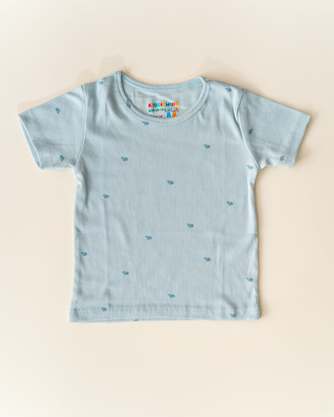 CO-ORD set- Half Sleeve T-shirt and Pant - pastel blue whales