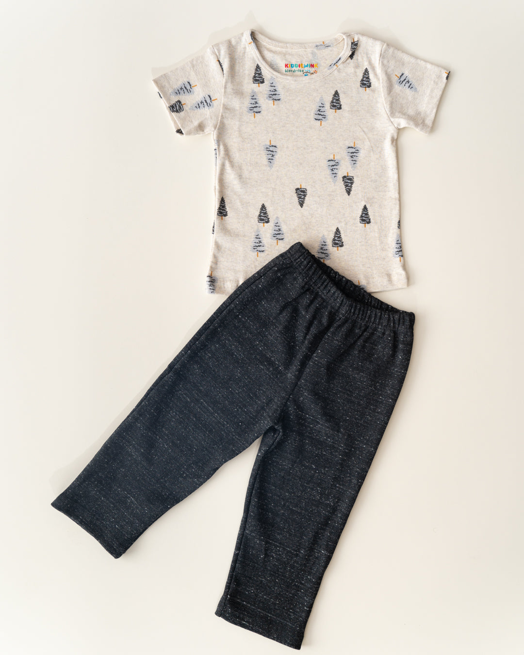 Unisex T-shirt and Pant set - off-white and black