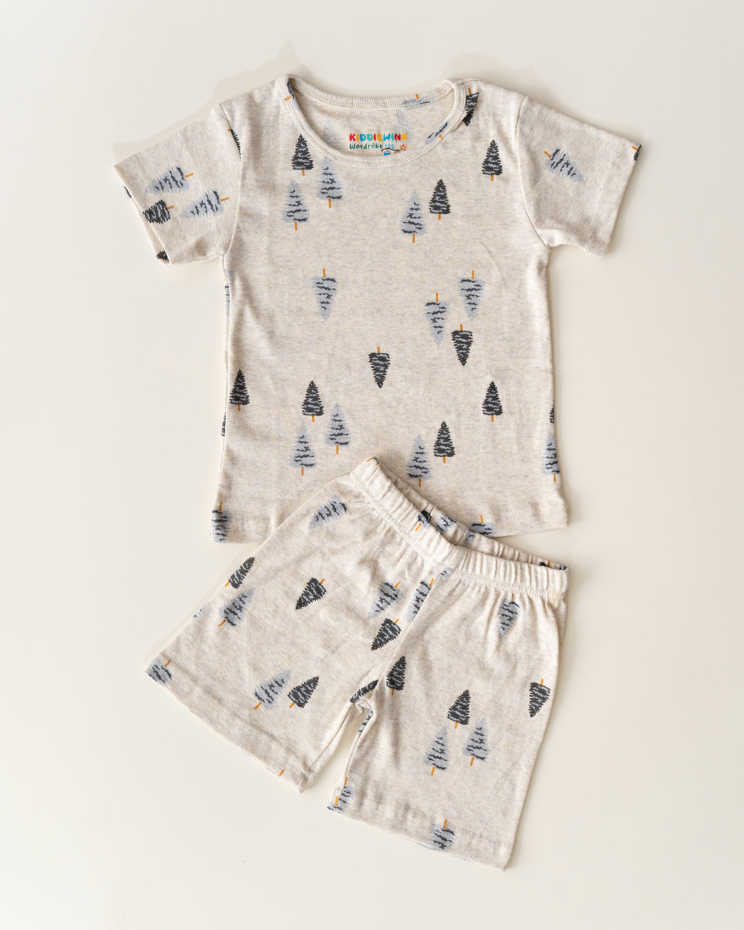 CO-ORD set- Half Sleeve T-shirt and Short - Off‑White Pine