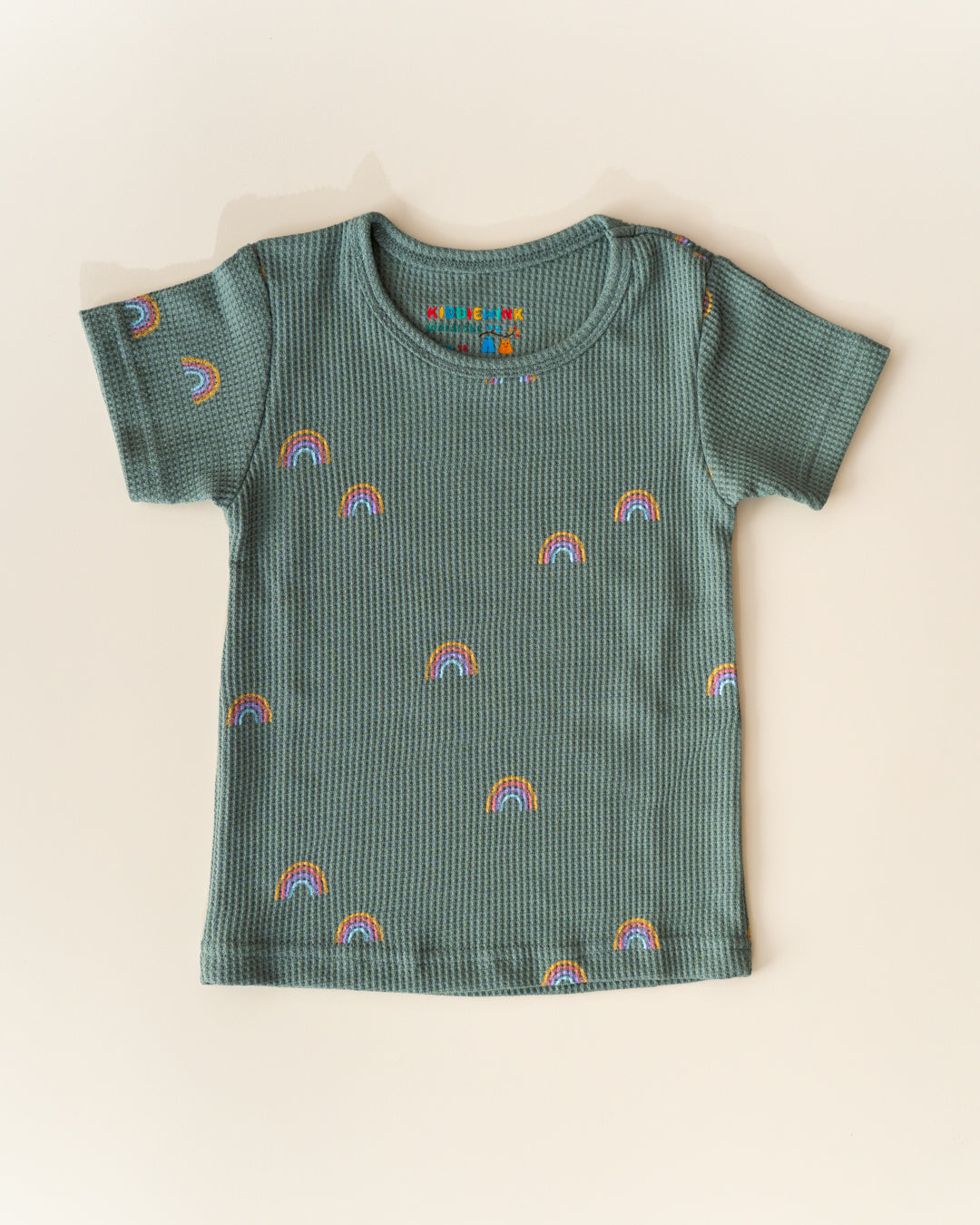 CO-ORD set- Half Sleeve T-shirt and Short - Teal Rainbow
