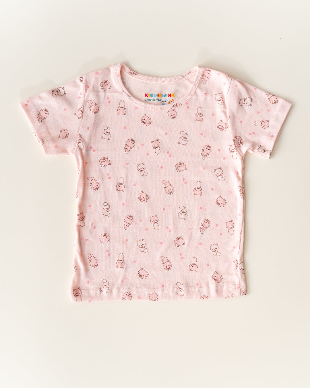 Lightweight CO-ORD set- Half Sleeve T-shirt and Short - Pastel Pink