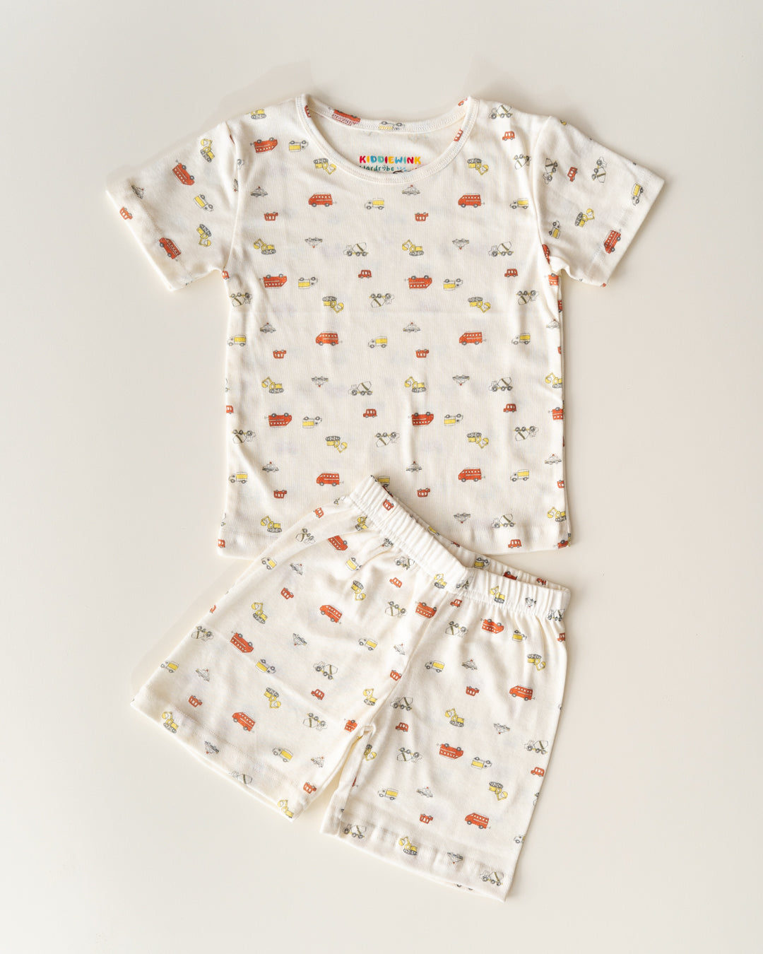 Lightweight CO-ORD set- Half Sleeve T-shirt and Short - Cream vehicle