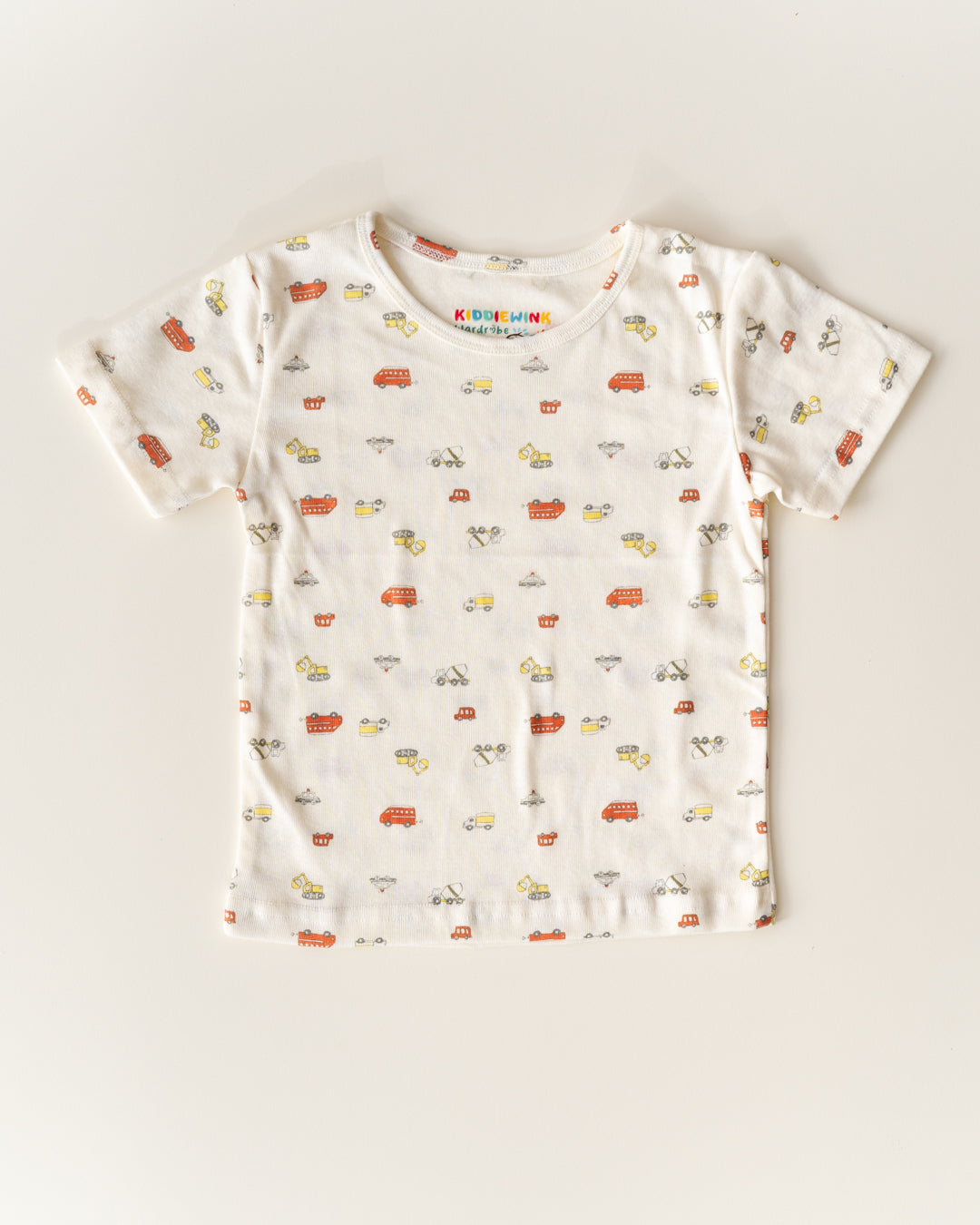 Lightweight CO-ORD set- Half Sleeve T-shirt and Short - Cream vehicle
