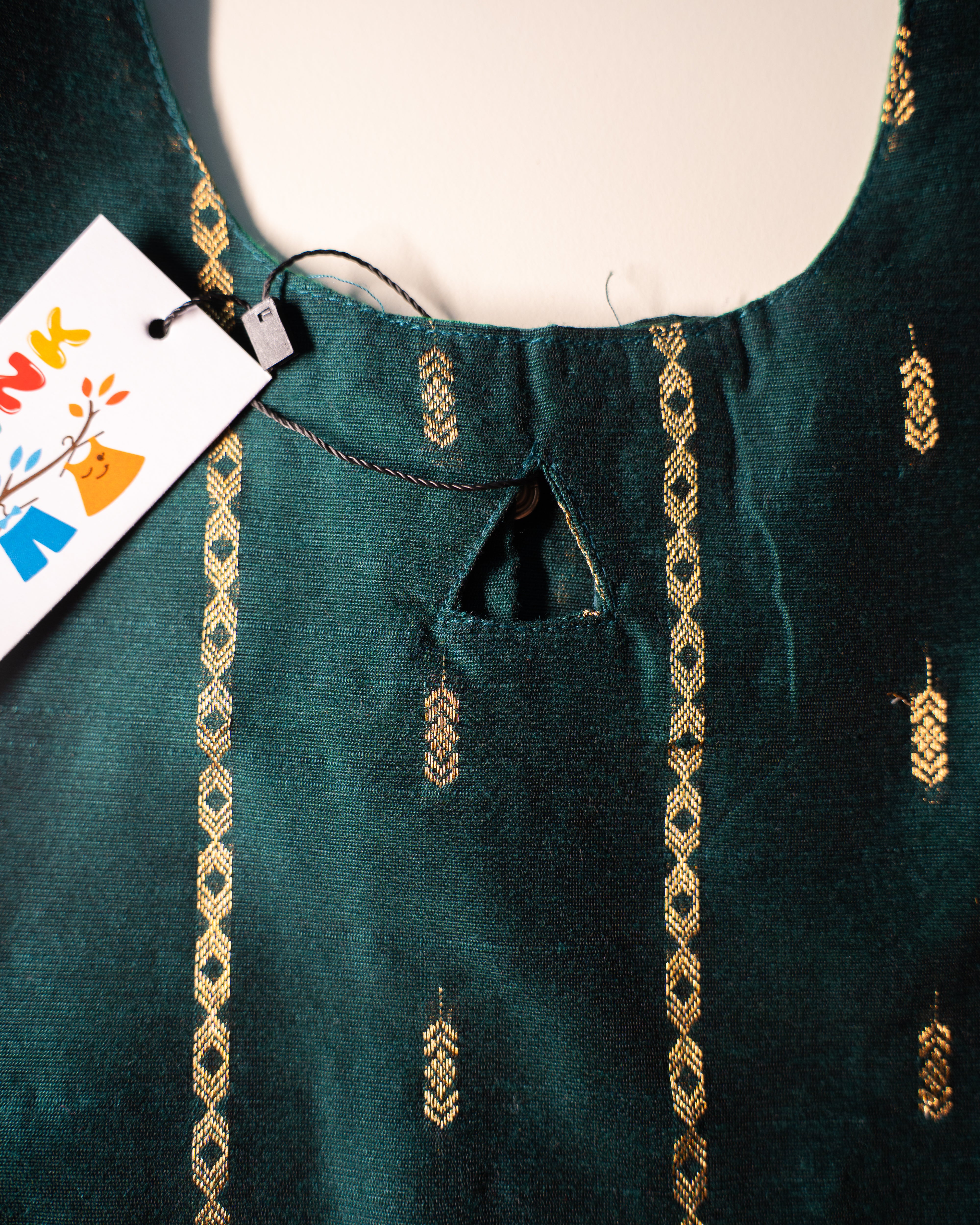 Ethnic frock - Green and Cream