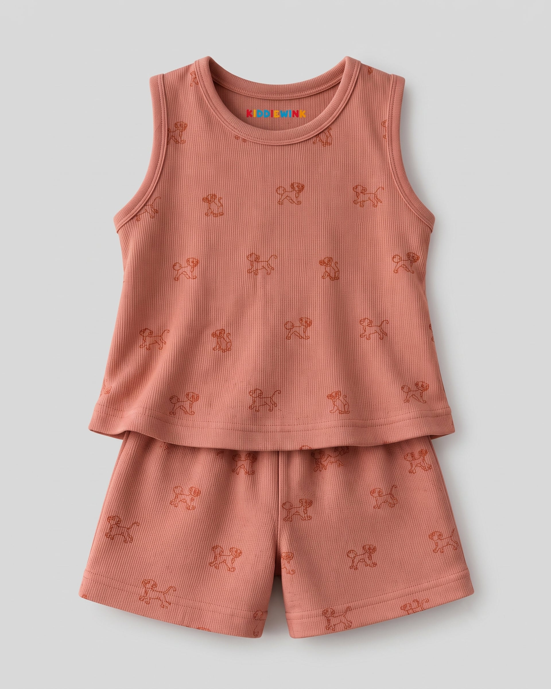 3 Set Combo! CO-ORD set- Sleeveless T-shirt and Short | Pastel blue Foodie, Grey Star & Coral Lion cub