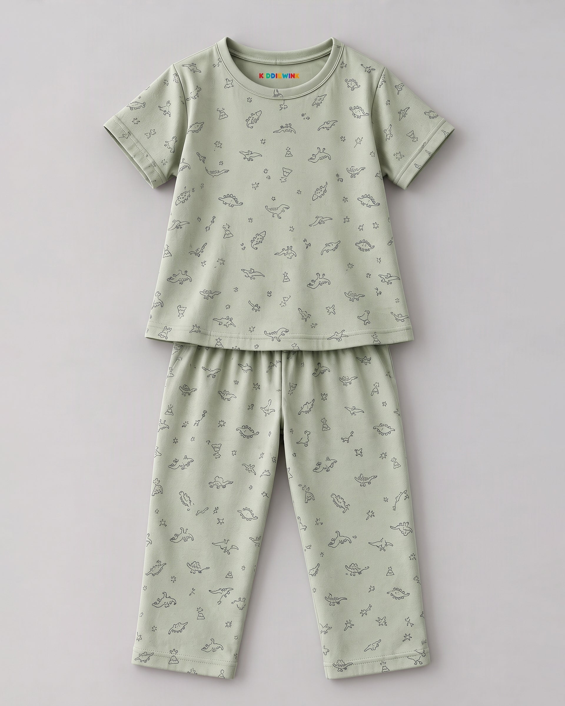 3 Set Combo! CO-ORD set - Half Sleeve T-shirt and Pant | Greyish Blue, Mint green Dino & Red