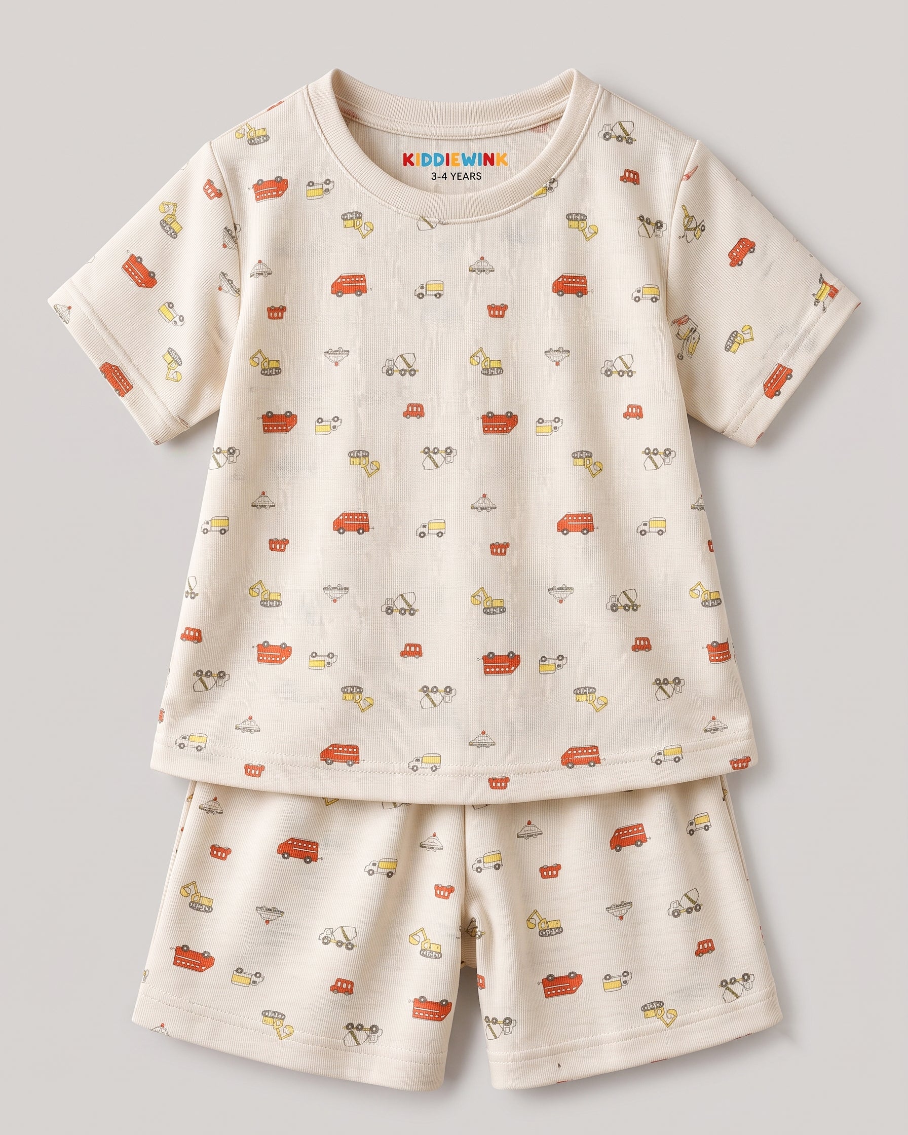 3 Set Combo! CO-ORD set - Half Sleeve T-shirt and Short | Navy Blue Polo, Cream Vehicle & Mustard Heart