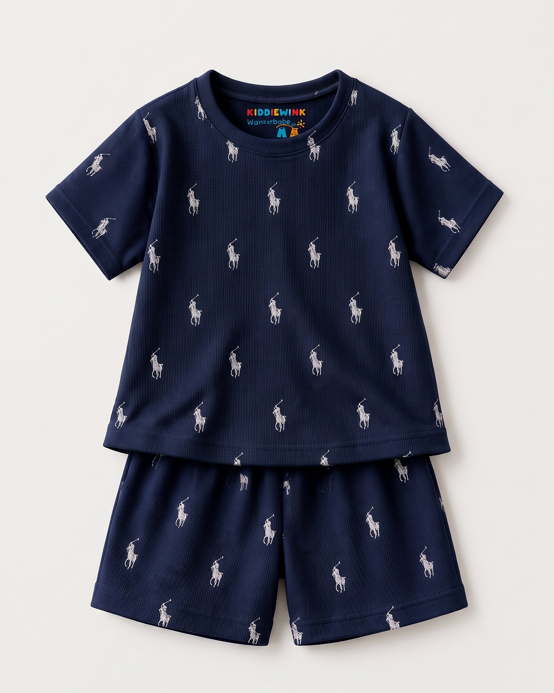 3 Set Combo! CO-ORD set - Half Sleeve T-shirt and Short | Navy Blue Polo, Cream Vehicle & Mustard Heart