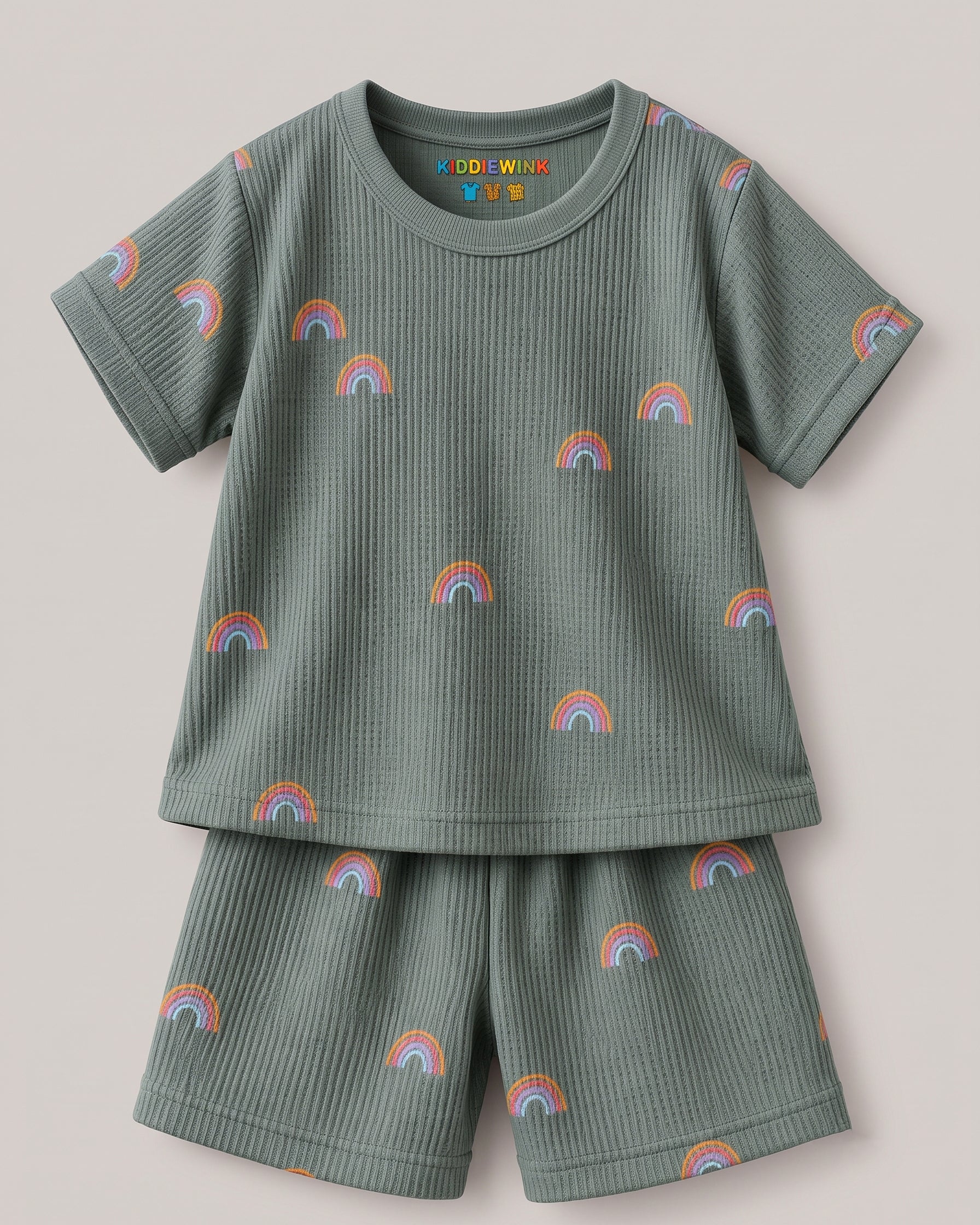 3 Set Combo! CO-ORD set - Half Sleeve T-shirt and Short | Multicolor Pastel, Pastel Pink & Teal Rainbow