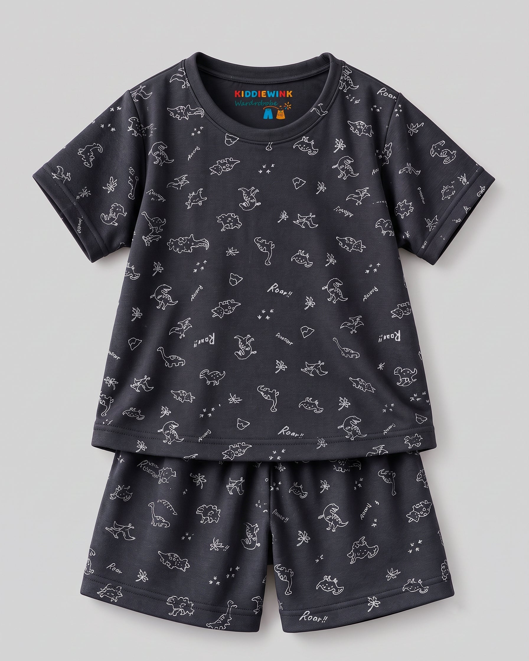3 Set Combo! CO-ORD set - Half Sleeve T-shirt and Short | Multicolor Pastel, Black Dino & Blue Lightning