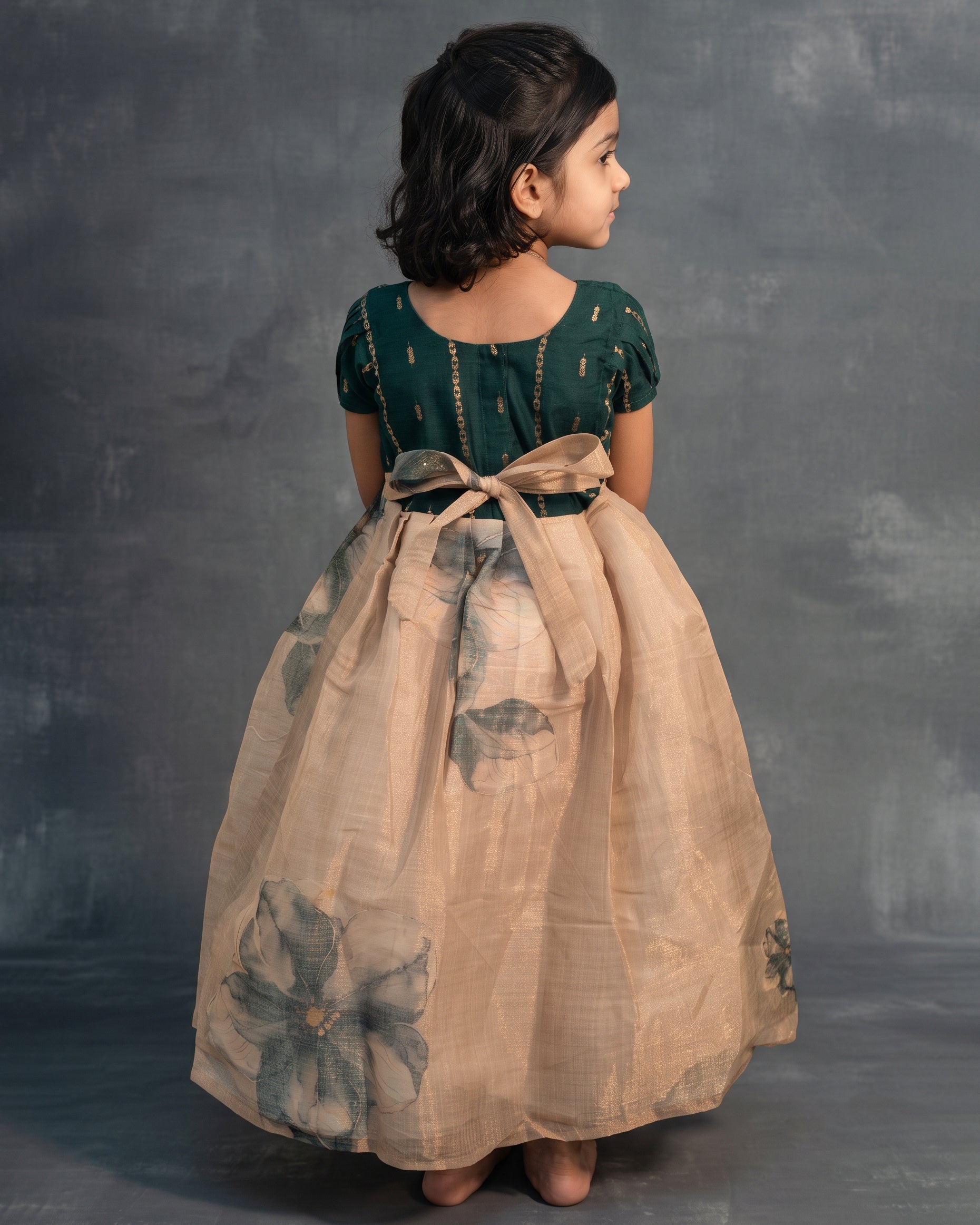 Ethnic frock - Green and Cream