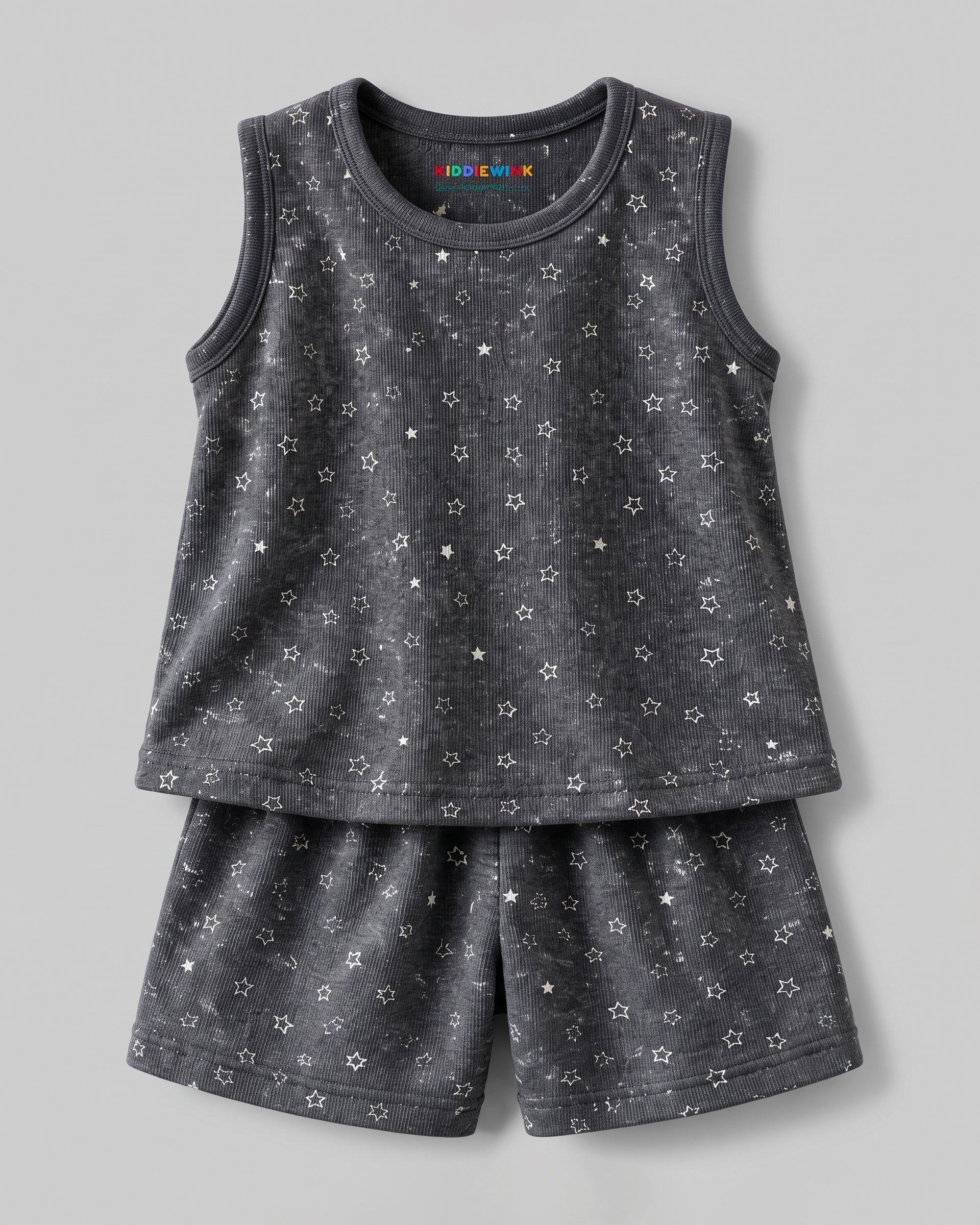 3 Set Combo! CO-ORD set- Sleeveless T-shirt and Short | Pastel blue Foodie, Grey Star & Coral Lion cub