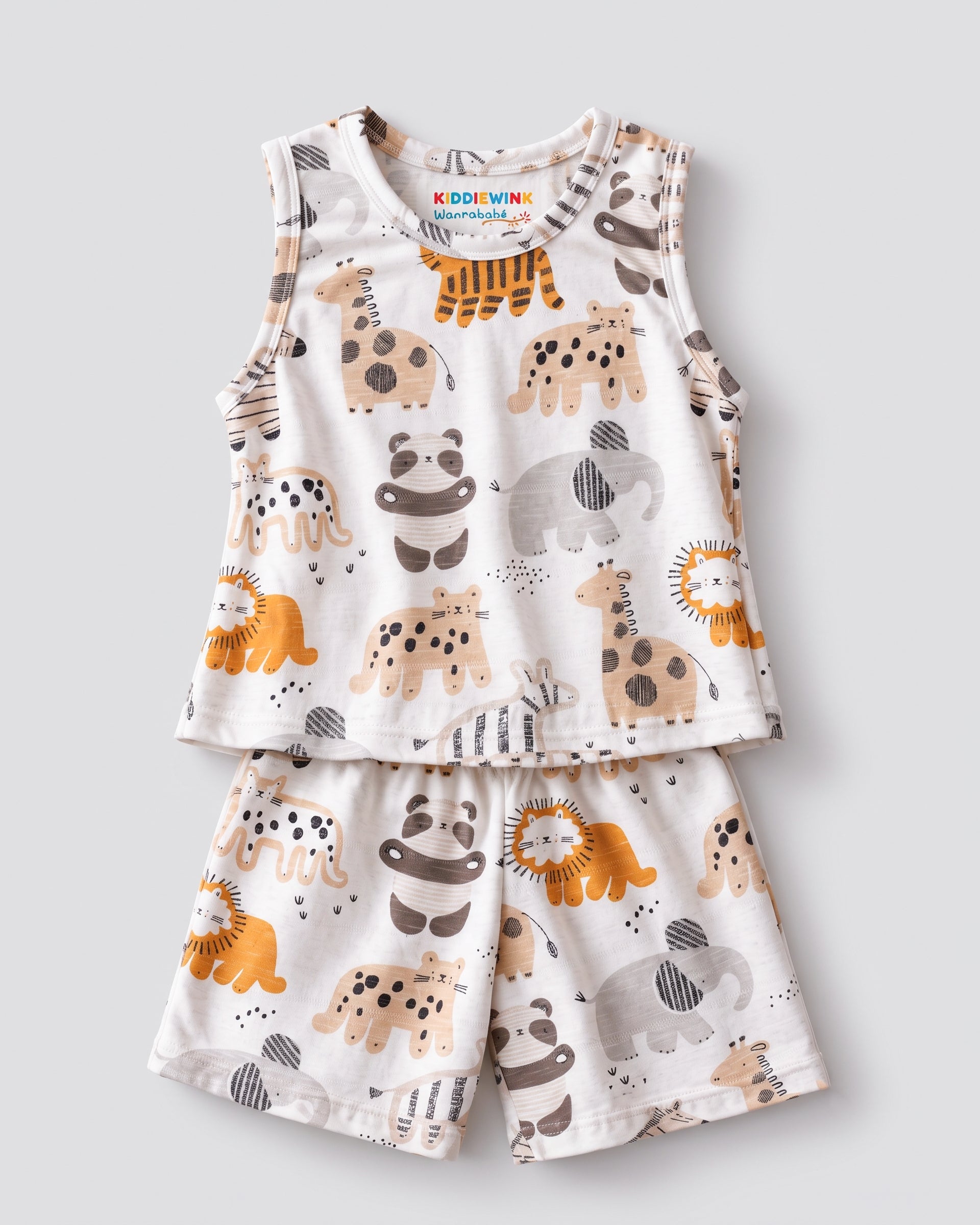 3 Set Combo! CO-ORD set- Sleeveless T-shirt and Short | White Animals, Grey Star & Blue Stitch