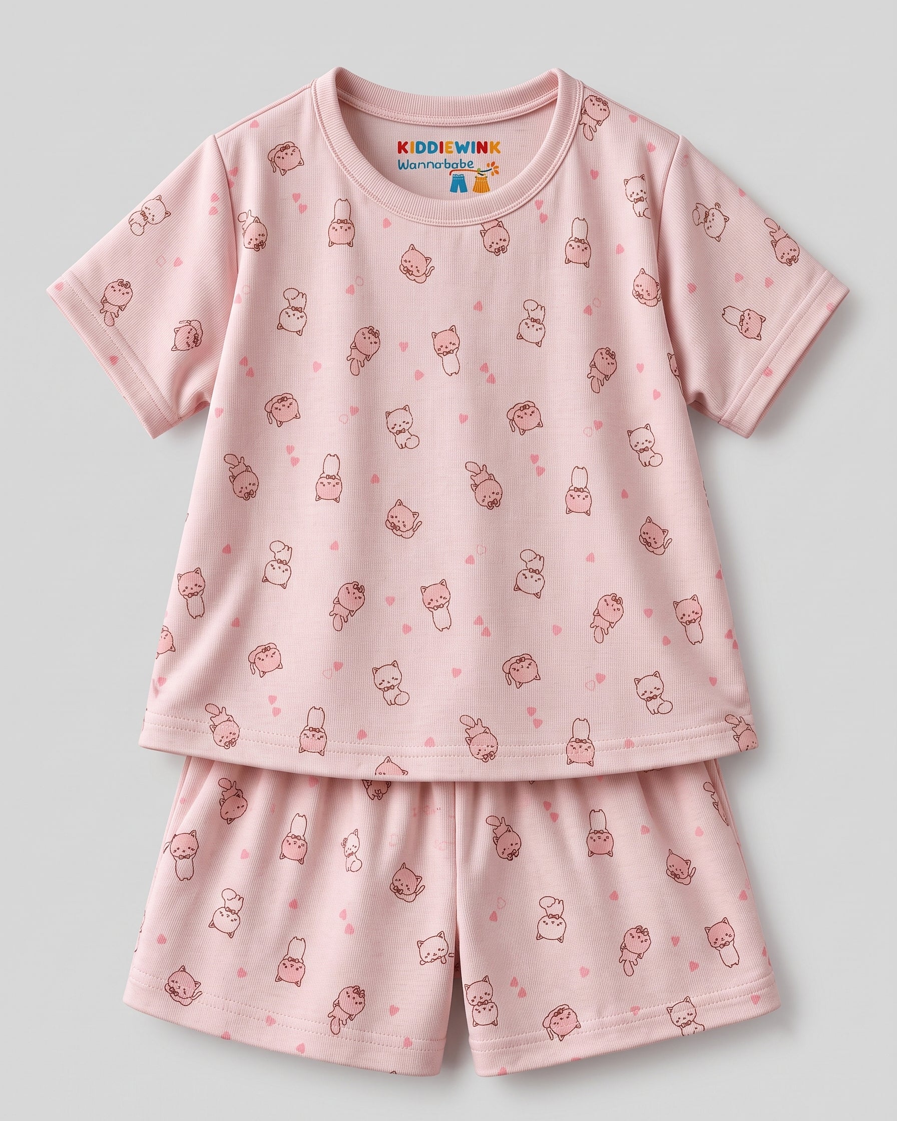 3 Set Combo! CO-ORD set - Half Sleeve T-shirt and Short | Multicolor Pastel, Pastel Pink & Teal Rainbow