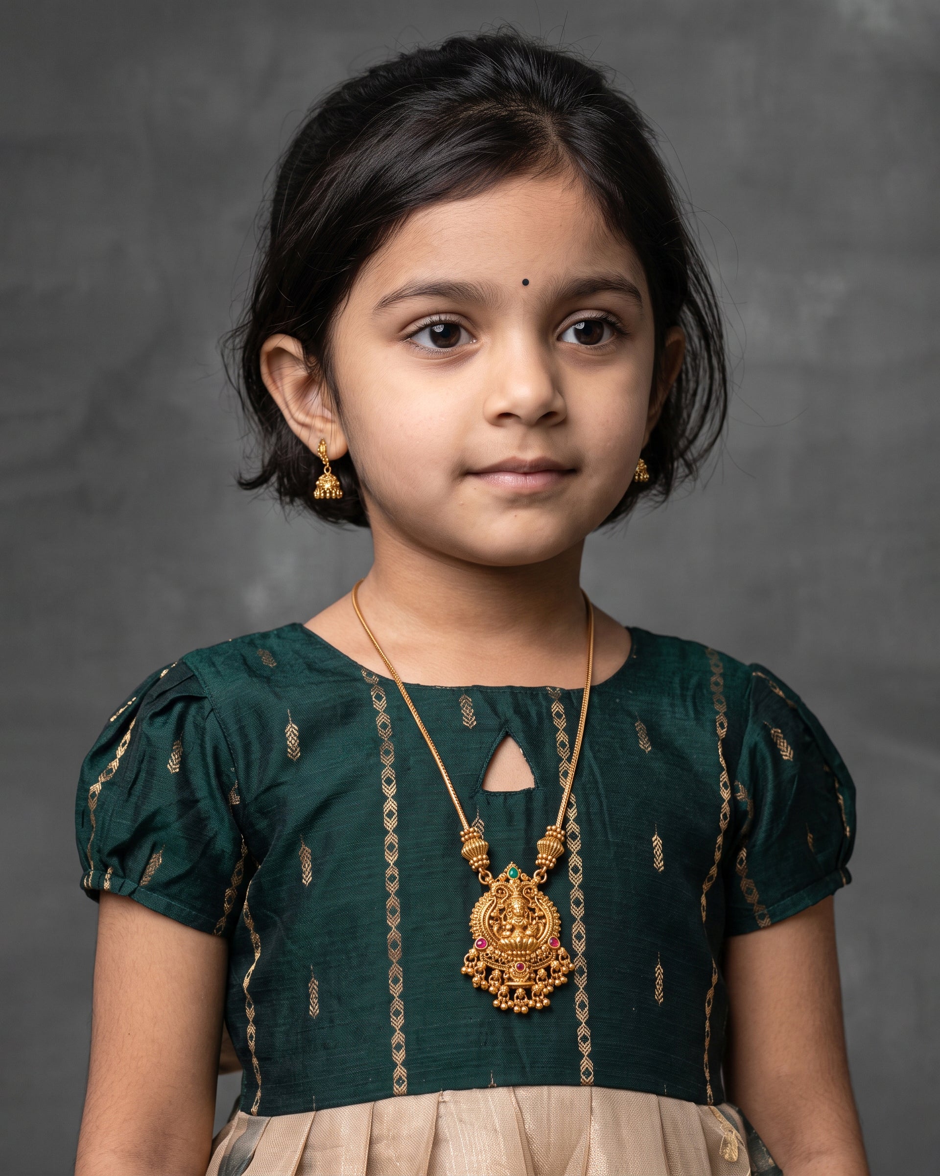 Ethnic frock - Green and Cream