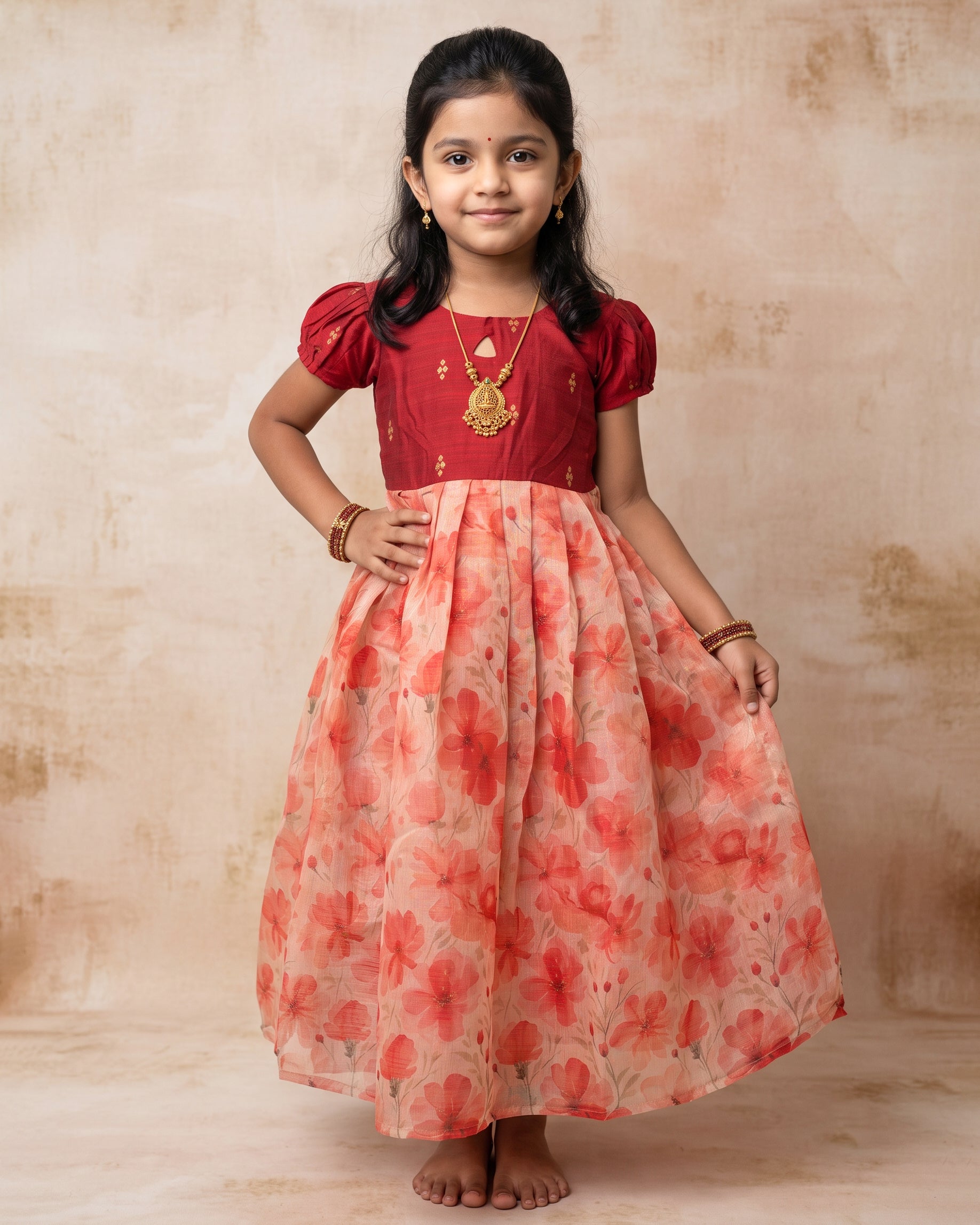 Ethnic frock - Cherry Red