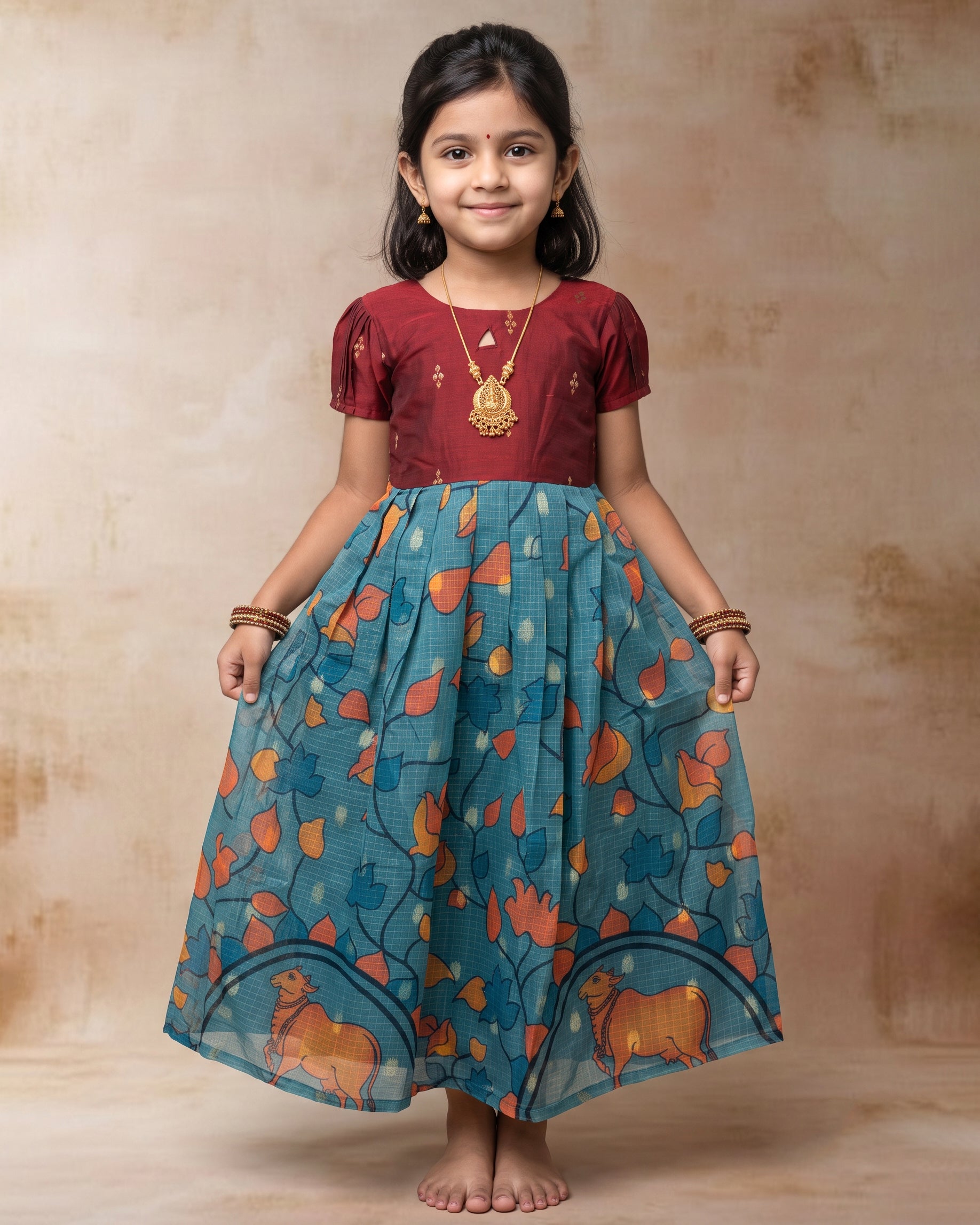 Ethnic frock - Maroon and Teal
